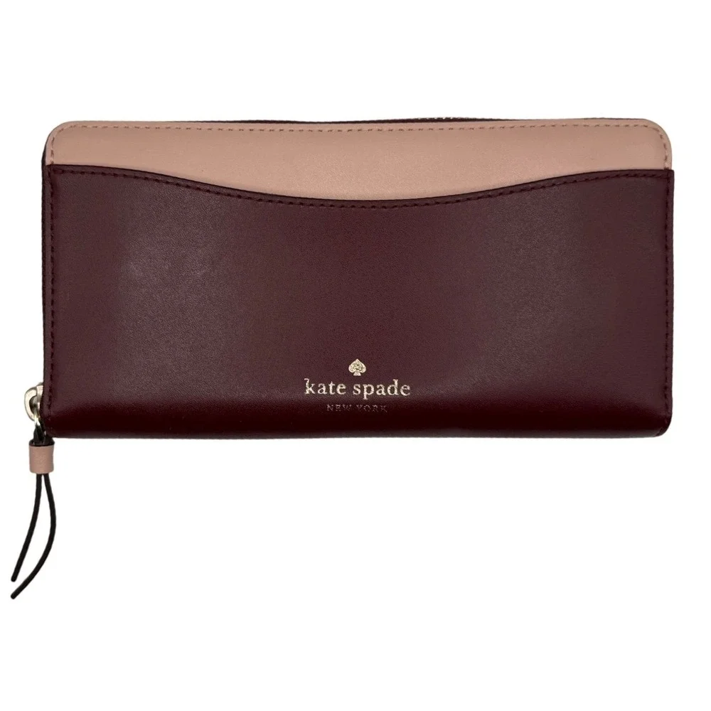 KATE SPADE Staci Colorblock Large Continental Wallet, Deep Red and Blush Pink